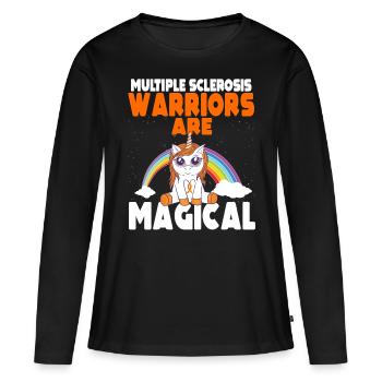 Multiple Sclerosis Magical Unicorn Orange Ribbon - Women's Premium Organic Long Sleeve Shirt - black - Front - Julia (174cm)
