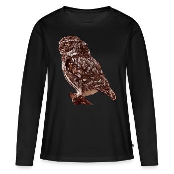Hiboux motif oiseau Animal animal animal animal - T-shirt manches longues Premium bio Femme - noir - Devant - Julia (174cm)