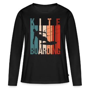 Kiteboarder Vintage Kitesurfing Kitesurfer - Frauen Premium Bio Langarmshirt - Schwarz - Vorne - Julia (174cm)