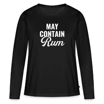 May contain rum, rum - Frauen Premium Bio Langarmshirt - Schwarz - Vorne - Julia (174cm)