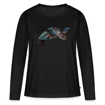 Tortue motif animal animal motif animal - T-shirt manches longues Premium bio Femme - noir - Devant - Julia (174cm)