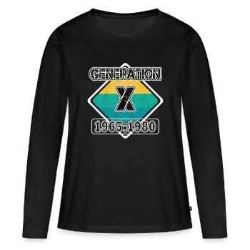 Birthday Generation X Born 1965 - 1980 - Women's Premium Organic Long Sleeve Shirt - black - Front - Julia (174cm)