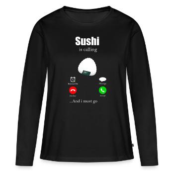 Sushi - T-shirt manches longues Premium bio Femme - noir - Devant - Julia (174cm)