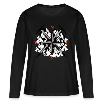Gebirge Gipfel Berg Kompass Spitzhacke Bergsport - Frauen Premium Bio Langarmshirt - Schwarz - Vorne - Julia (174cm)