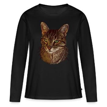 Cat motif cat cat face animal face animal - Women's Premium Organic Long Sleeve Shirt - black - Front - Julia (174cm)