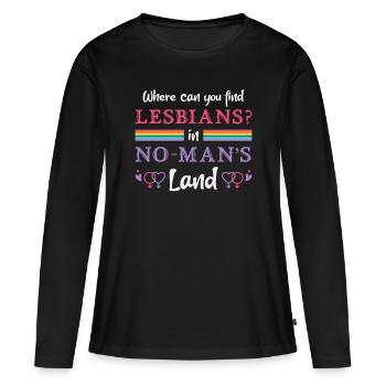 Lesbienne lesbienne lesbiennes LGBT Arc-en-ciel Cadeau - T-shirt manches longues Premium bio Femme - noir - Devant - Julia (174cm)