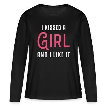 Lesbienne lesbienne lesbiennes LGBT Arc-en-ciel Cadeau - T-shirt manches longues Premium bio Femme - noir - Devant - Julia (174cm)