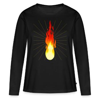Feu feu Brûlant chaud - T-shirt manches longues Premium bio Femme - noir - Devant - Julia (174cm)