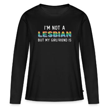 Lesbienne Arc-en-ciel LGBT Lesbiennes Lesbienne Cadeau - T-shirt manches longues Premium bio Femme - noir - Devant - Julia (174cm)