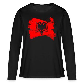 Pavillon albanais - T-shirt manches longues Premium bio Femme - noir - Devant - Julia (174cm)