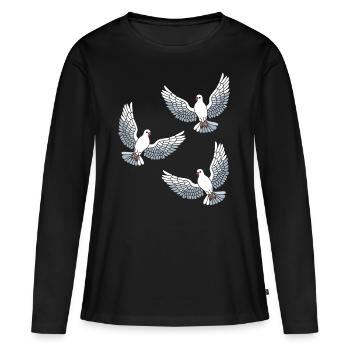 Taube Tauben Vogelabbildung Vogel Vögel - Frauen Premium Bio Langarmshirt - Schwarz - Vorne - Julia (174cm)