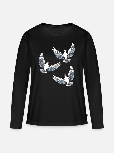 Taube Tauben Vogelabbildung Vogel Vögel - Frauen Premium Bio Langarmshirt - Schwarz