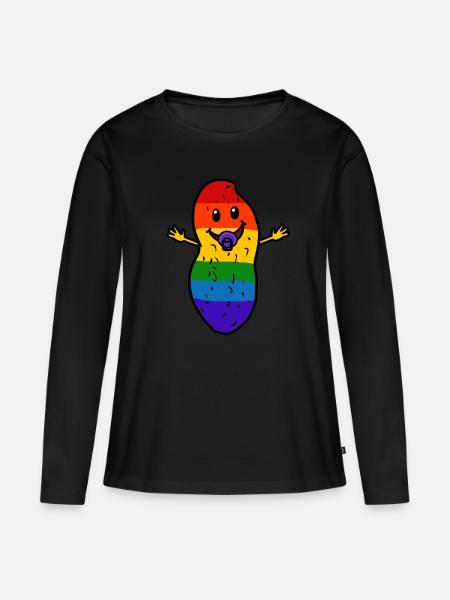 Erdnuss Baby LGBT Regenbogenfahne Gay Pride - Frauen Premium Bio Langarmshirt - Schwarz