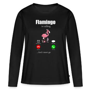 Flamingo - T-shirt manches longues Premium bio Femme - noir - Devant - Julia (174cm)
