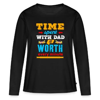 Fête des Pères, Fête des Pères, Fête des Pères, Fête des Pères - T-shirt manches longues Premium bio Femme - noir - Devant - Julia (174cm)