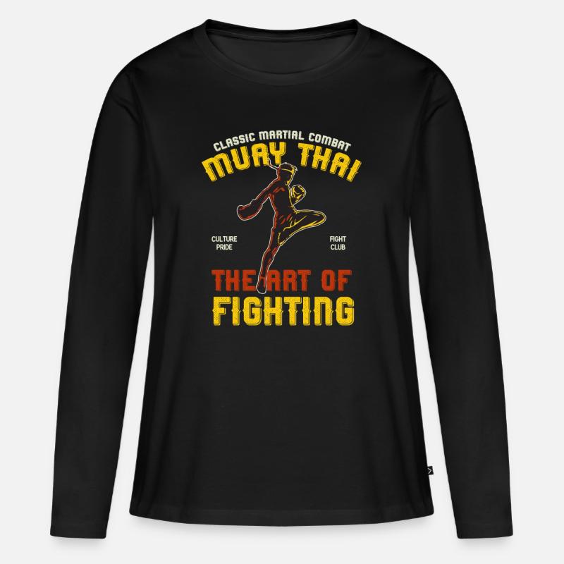Muay Thai - Frauen Premium Bio Langarmshirt - Schwarz