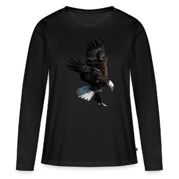 Eagle motif eagle imprint bald eagle eagle - Women's Premium Organic Long Sleeve Shirt - black - Front - Julia (174cm)