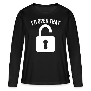 Serrure j’ouvre la clé du service - T-shirt manches longues Premium bio Femme - noir - Devant - Julia (174cm)