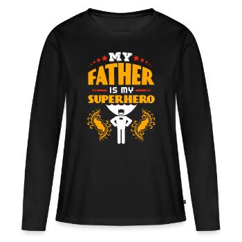 Fête des Pères, Fête des Pères, Fête des Pères, Fête des Pères - T-shirt manches longues Premium bio Femme - noir - Devant - Julia (174cm)