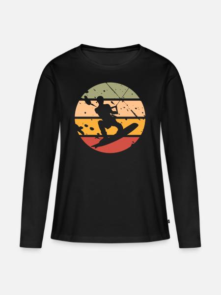 Wakeboard Wakeboarder - Frauen Premium Bio Langarmshirt - Schwarz