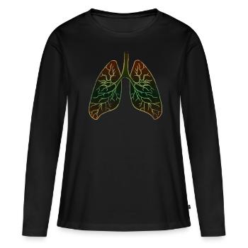 Poumon organe - T-shirt manches longues Premium bio Femme - noir - Devant - Julia (174cm)