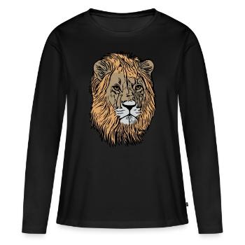 Lion's head Africa animal motif predator imprint art - Women's Premium Organic Long Sleeve Shirt - black - Front - Julia (174cm)