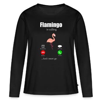 Flamingo - T-shirt manches longues Premium bio Femme - noir - Devant - Julia (174cm)