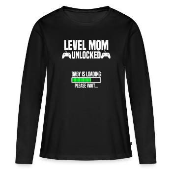 Level Mom unlocked - Frauen Premium Bio Langarmshirt - Schwarz - Vorne - Julia (174cm)