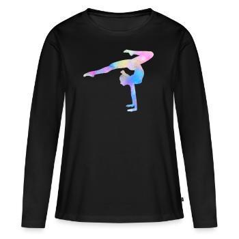 Gymnastin Gymnastik Turnen Geschenk Damen Aquarell - Frauen Premium Bio Langarmshirt - Schwarz - Vorne - Julia (174cm)