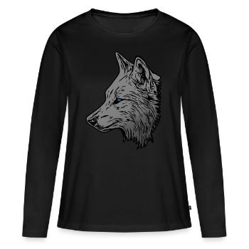 Wolf predator animal motif wolf motif imprint art - Women's Premium Organic Long Sleeve Shirt - black - Front - Julia (174cm)