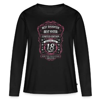 Limited Edition 18. Geburtstag Schwester Tochter - Frauen Premium Bio Langarmshirt - Schwarz - Vorne - Julia (174cm)