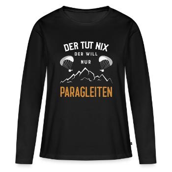 Paragleiten Fallschirm fliegen Shirt Geschenk - Frauen Premium Bio Langarmshirt - Schwarz - Vorne - Julia (174cm)