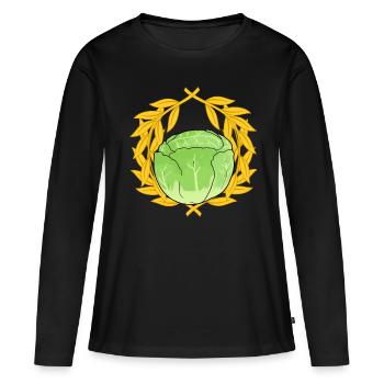 Chou blanc Choux chou-chou à feuilles Légumes légumes Végétal - T-shirt manches longues Premium bio Femme - noir - Devant - Julia (174cm)