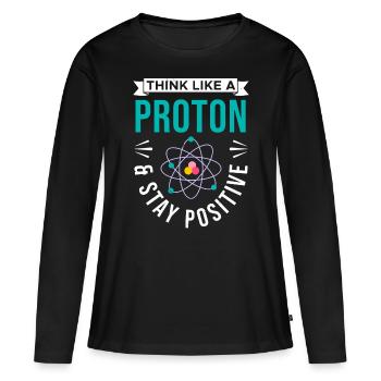Chimie Tshirt neutron atome molécule professeur Alchimie - T-shirt manches longues Premium bio Femme - noir - Devant - Julia (174cm)