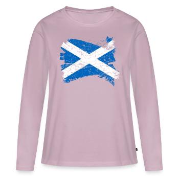 Drapeau de l'Ecosse - T-shirt manches longues Premium bio Femme - rose poudré - Devant - Julia (174cm)
