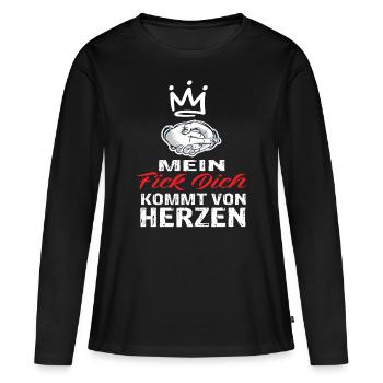 Mein Fick Dich Kommt Von Herzen - Fick Dich - Frauen Premium Bio Langarmshirt - Schwarz - Vorne - Julia (174cm)