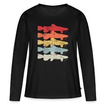 Wels Catfish Angeln Angler Köder Fischen Geschenk - Frauen Premium Bio Langarmshirt - Schwarz - Vorne - Julia (174cm)