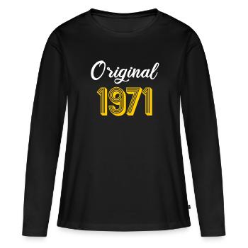 1971 Anniversaire original Année de naissance 1971 Cadeau - T-shirt manches longues Premium bio Femme - noir - Devant - Julia (174cm)