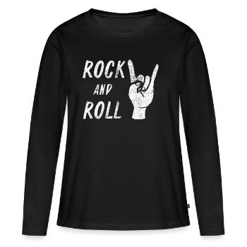 Rock and Roll - T-shirt manches longues Premium bio Femme - noir - Devant - Julia (174cm)