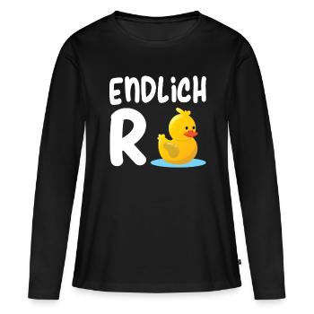 Endlich Rentnerin - Endlich Rente Ente - Frauen Premium Bio Langarmshirt - Schwarz - Vorne - Julia (174cm)