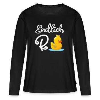 Endlich Rentnerin - Endlich Rente Ente - Frauen Premium Bio Langarmshirt - Schwarz - Vorne - Julia (174cm)