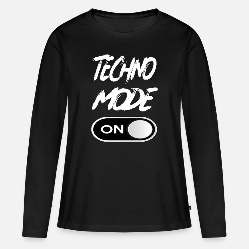 Techno Mode On - Techno Techno Musik Techno - Frauen Premium Bio Langarmshirt - Schwarz
