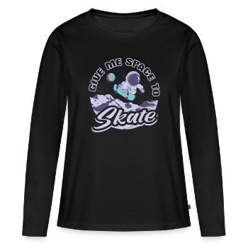 Skater astronaute Skateboard - T-shirt manches longues Premium bio Femme - noir - Devant - Julia (174cm)
