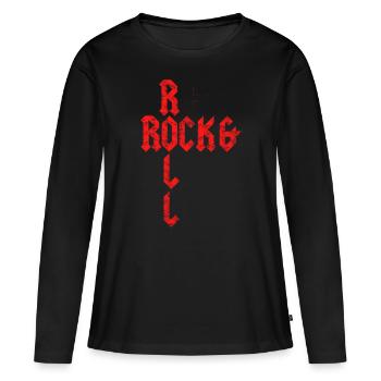 Rock and Roll - T-shirt manches longues Premium bio Femme - noir - Devant - Julia (174cm)