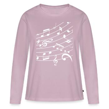 Notes musicales - T-shirt manches longues Premium bio Femme - rose poudré - Devant - Julia (174cm)