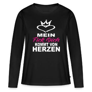 Mein Fick Dich Kommt Von Herzen - Fick Dich - Frauen Premium Bio Langarmshirt - Schwarz - Vorne - Julia (174cm)
