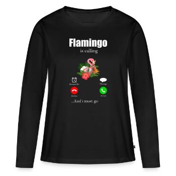 Flamingo - T-shirt manches longues Premium bio Femme - noir - Devant - Julia (174cm)