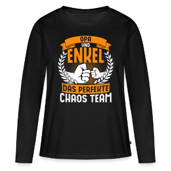 Opa Und Enkel Spruch Das Perfekte Chaos Team - Frauen Premium Bio Langarmshirt - Schwarz - Vorne - Julia (174cm)
