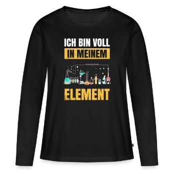 Chemie Tshirt Neutron Atom Molekül Lehrer Alchemie - Frauen Premium Bio Langarmshirt - Schwarz - Vorne - Julia (174cm)