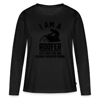 Je suis couvreur couvreur - T-shirt manches longues Premium bio Femme - noir - Devant - Julia (174cm)